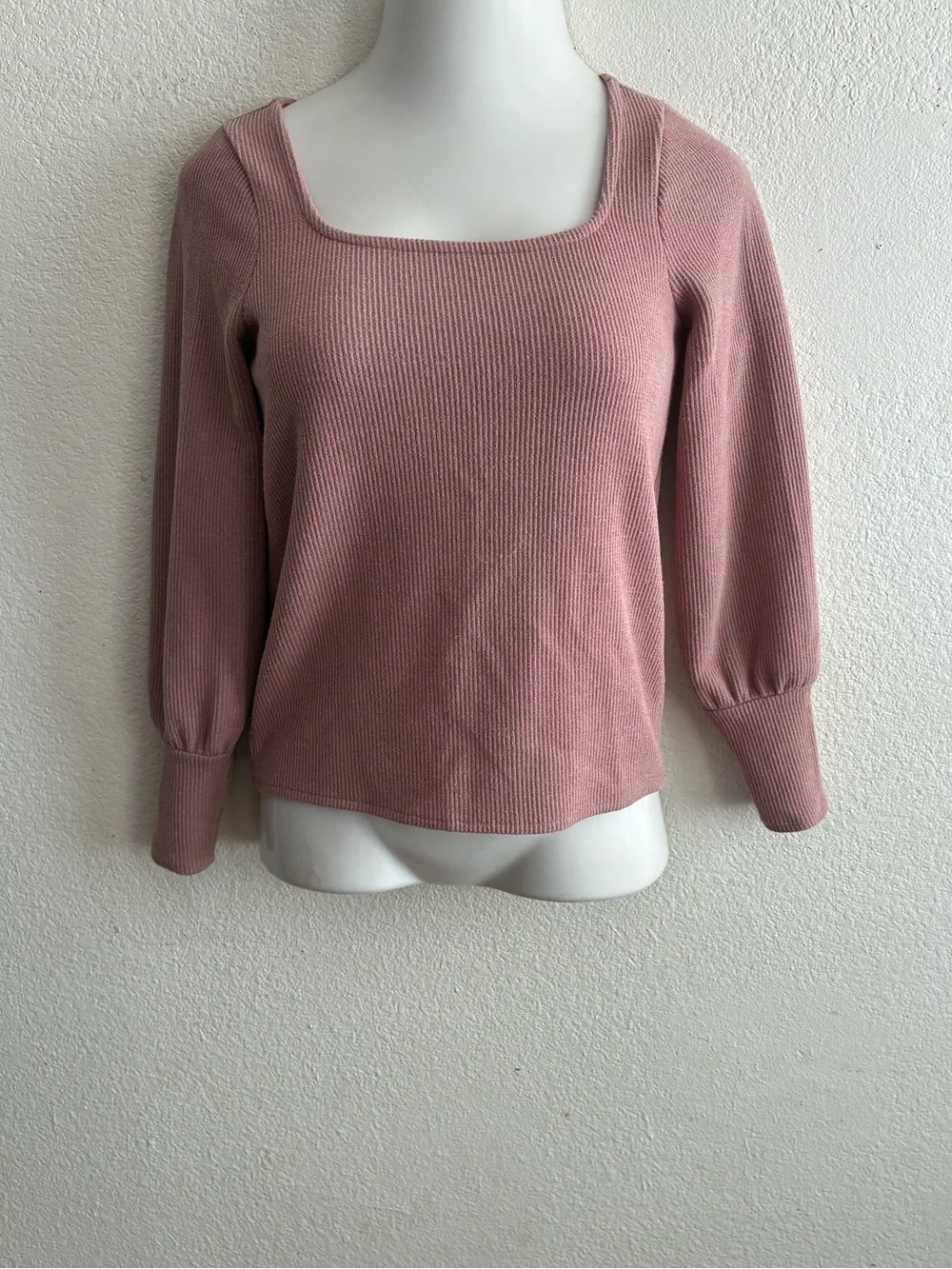 Madewell Ribbed Square-Neck Sweater in Dusty Mauve XS